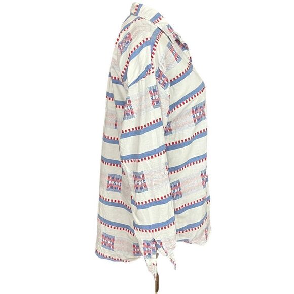 Vintage 90’s Gitano White, Blue & Red Lightweight Cotton Button Down Shirt L - Picture 3 of 6